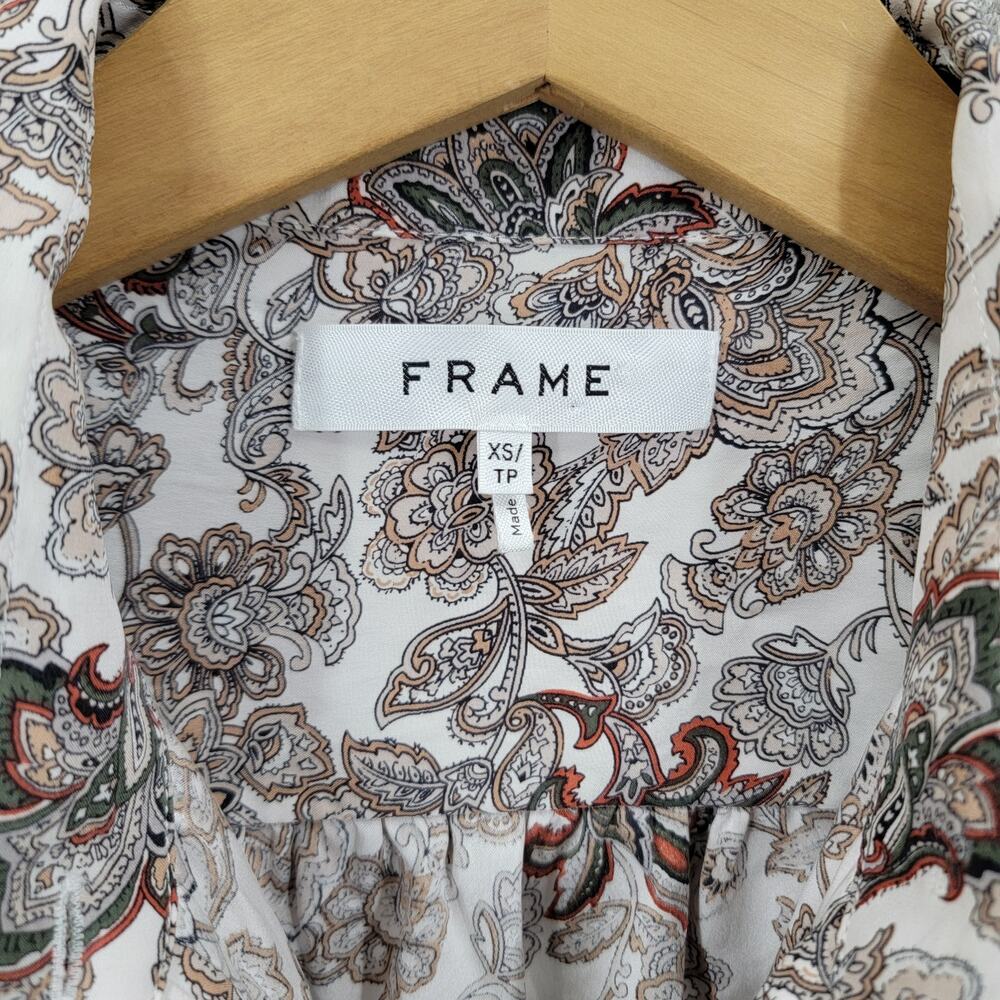 FRAME 70'S RUFFLE SILK TOP, SIZE XS * - Picture 5 of 8